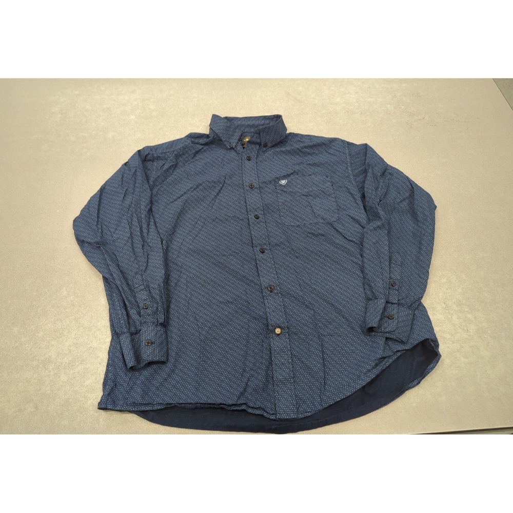 Ariat Shirt Mens XL Navy Blue Geometric Long Sleeve Western Cowboy Button Up
